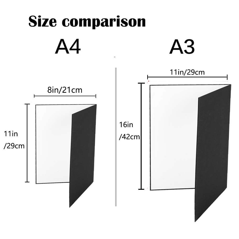 2 Pcs A3 Fotografie Light Reflector Voor Foto, 3 In 1 Licht Diffuser Vouwen Reflecterende Kartonnen Zwart Zilver Wit