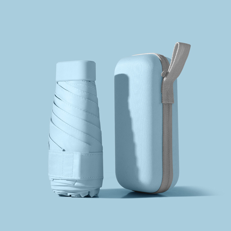 Xiaomi mini Ombrello Tascabile Compatto per Donna Leggero 5 Pieghevole Protezione Solare suola e Pioggia Piccola Borsa per Carte Ombrelli Paraguas: Cielo Blu