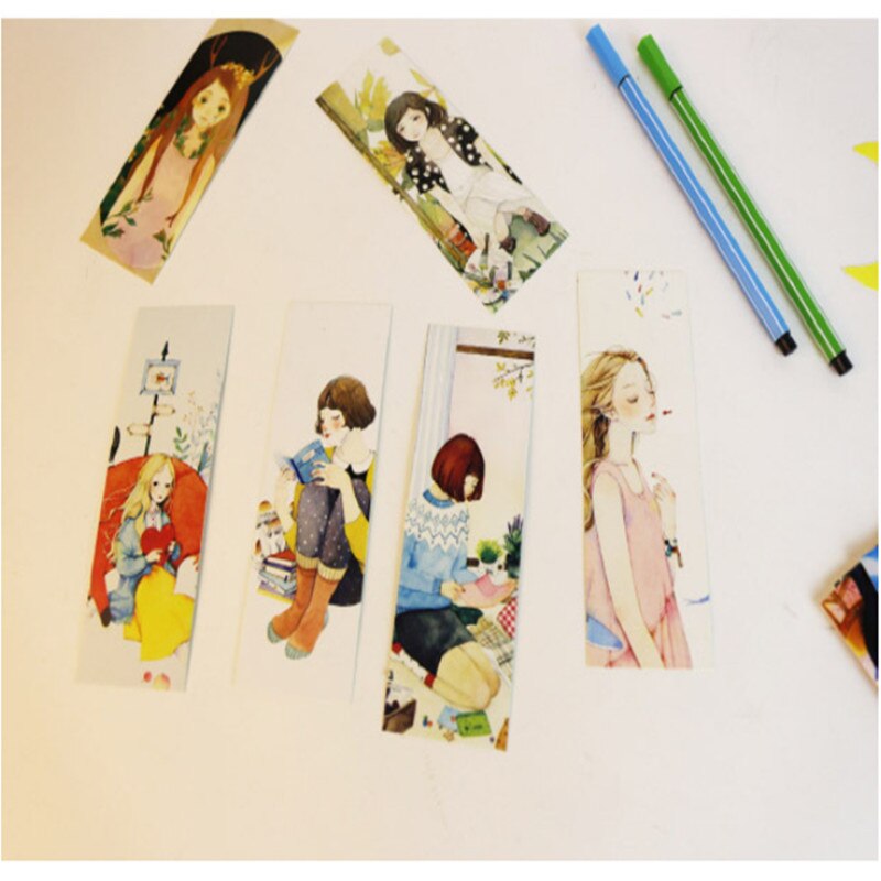 30pcs/set Flowers and Girl Paper Bookmarks Paper Page Notes Message Card School Supplies Stationery Kids