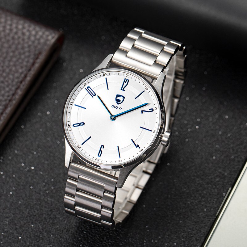 Sioyi Mannen Horloge Waterdicht Ultra Dunne Leisure Quartz Horloge Sport Horloge Hybrid Smart Watch Beweging Slaap Tracking: street-blue