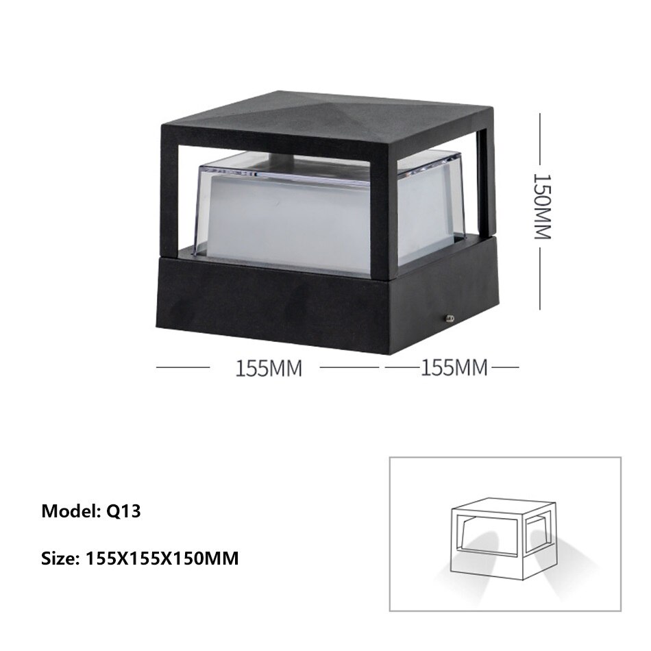 Pilier lumineux LED imperméable en aluminium et acrylique, éclairage d&#39;extérieur, luminaire de paysage, idéal pour un jardin, un sentier, une pelouse ou une véranda
