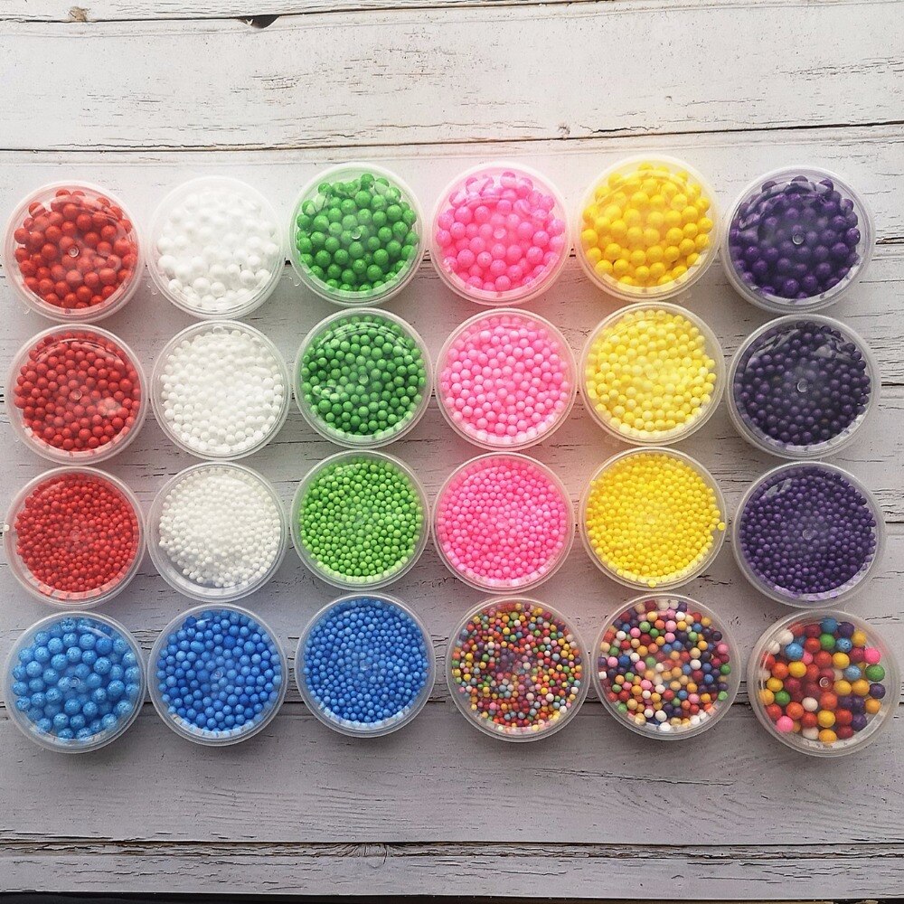 3Boxes Polystyrene Styrofoam Slime Box Foam Beads Snow Mud Particles Accessories Decorative Balls DIY Craft Supplies TOYS BEAD