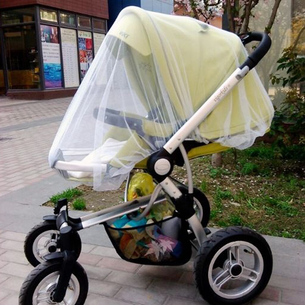 One Piece Mesh Cloth Baby Infant Toddler Crib Netting Carriage Stroller Pram Mosquito Net Plus Size White