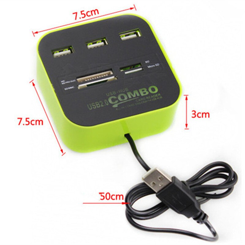 All In One USB COMBO 3 Port Usb Hub 2.0 HUB+multi USB Card Reader for SD/MMC/M2/MS/MP Micro SD