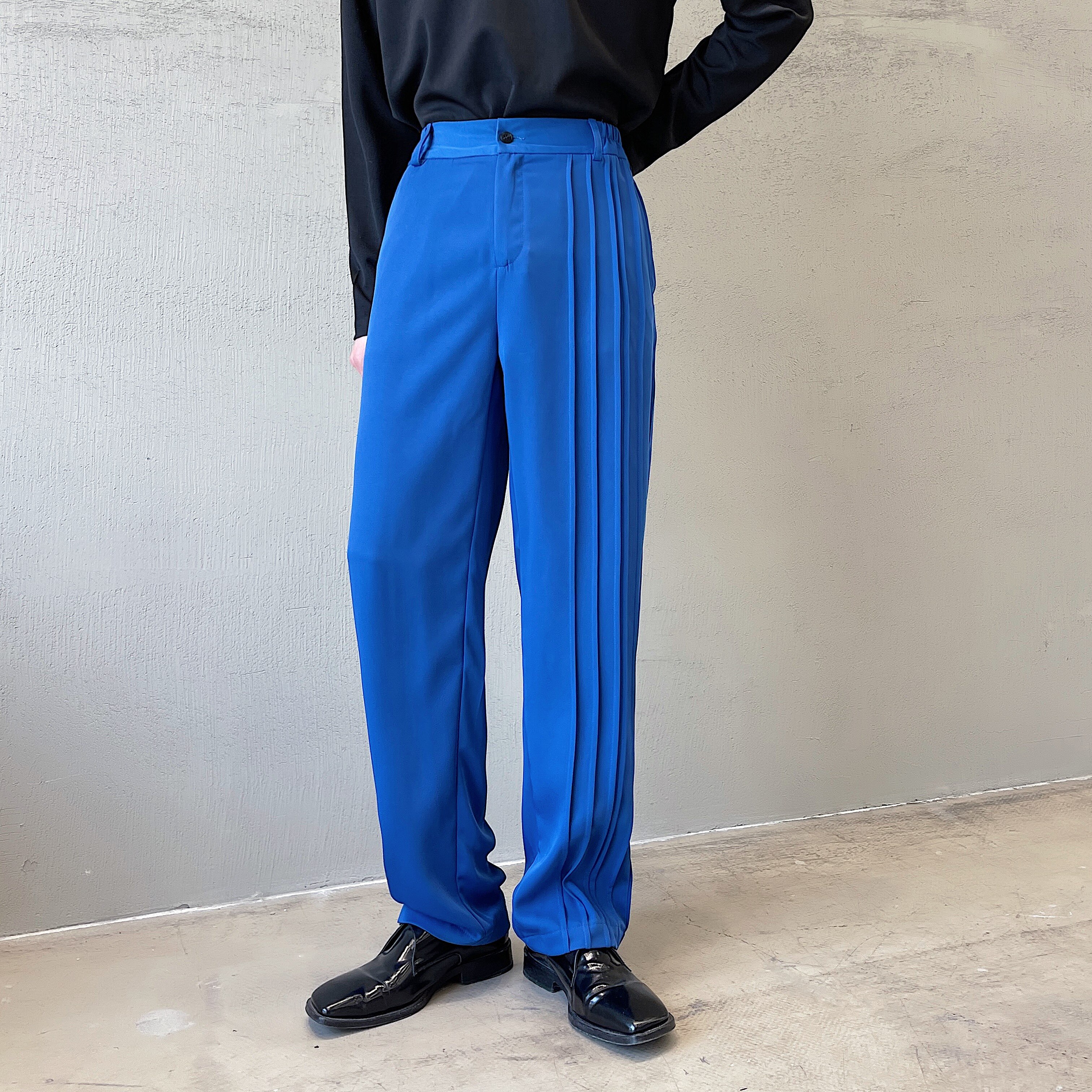 Costume droit décontracté pour hommes, pantalon tendance, plissé, Streetwear japonais coréen, Vintage, Chic