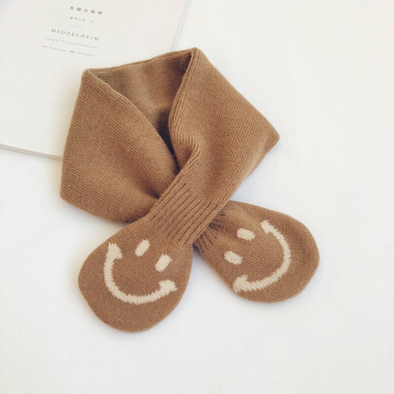 Style coréen hiver bébé filles garçons mignon dessin animé tricoté écharpe enfants doux tout-match croix foulard: Khaki