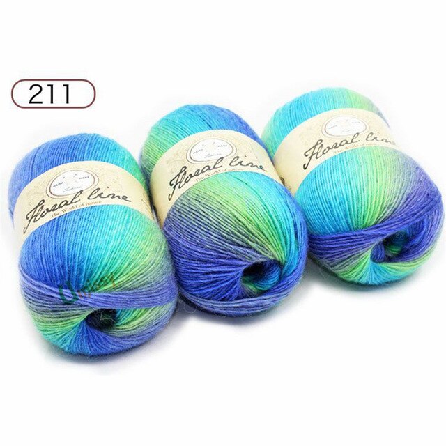 Yarn 5pcs X 100g Rainbow Line Fancy Melange Yarn 100% Cashmere Wool Yarn knitting 20 Colors: 5PCS      211
