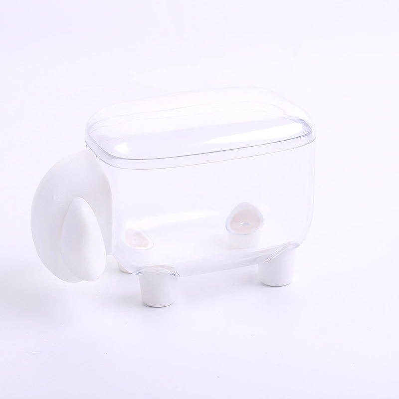 Mini conteneur en plastique en forme de mouton, boîte de rangement pour coton-tige, bijoux, ménage, anti-poussière, bureau de maquillage, organisateur de bureau: White