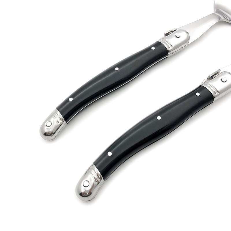 Stainless Steel Cutlery Dinner Spoon Soup Scoop Public Rice Spoon Dinnerware Set Large Long Handle Table Service Spoons Black