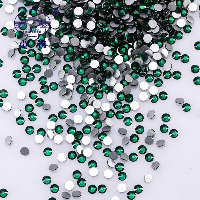 Ronde Emerald Green Steentjes Diy Glitter Decoratief Glas Stenen Plaksteen Crystal Rhinestones Voor Kleding Z166