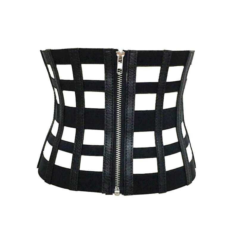 Kvinde ultra bredt bælte til kjole damer slankt hult sort elastikbånd lynlås body shaper rem pu læder korset bælte kvinder 128: Bredt bælte 1