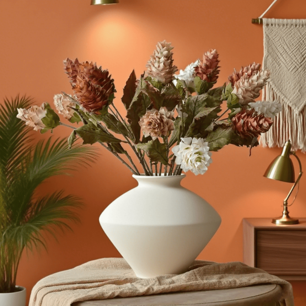 2pcs- Artificial Ginger Flower Bouquet Plastic Realistic Floral Arrangement Wedding Christmas And Halloween Artificial Plants