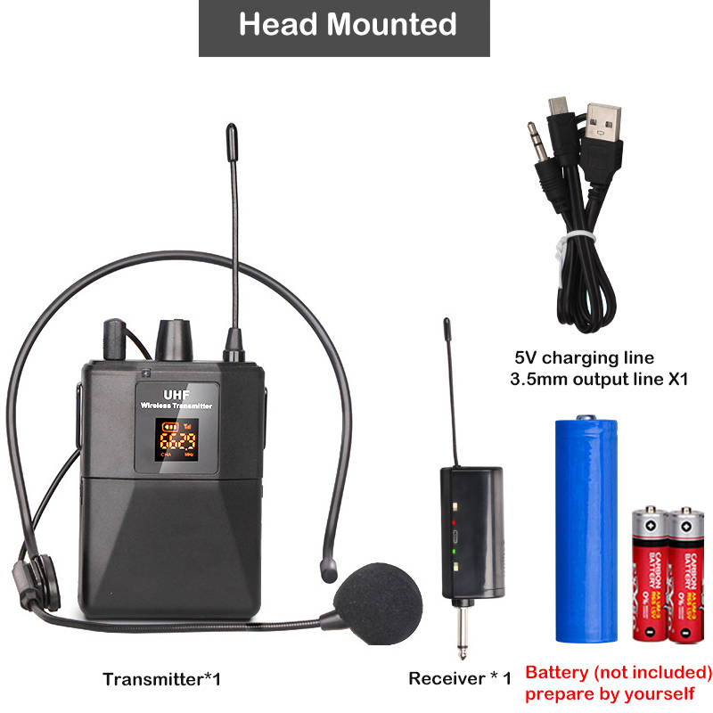 UHF Wireless Headset Microphone with Transmitter Receiver LED Digital Display Bodypack Transmitter for Teaching Live Performance: PURPLE