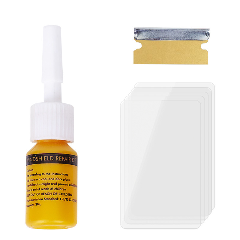 1Set Voorruit Reparatie Agent Auto Glas Kras Repareren Vloeistof Hars Nano Raam Crack Reparatie Agent Venster Scheuren Onderhoud Tools: YELLOW