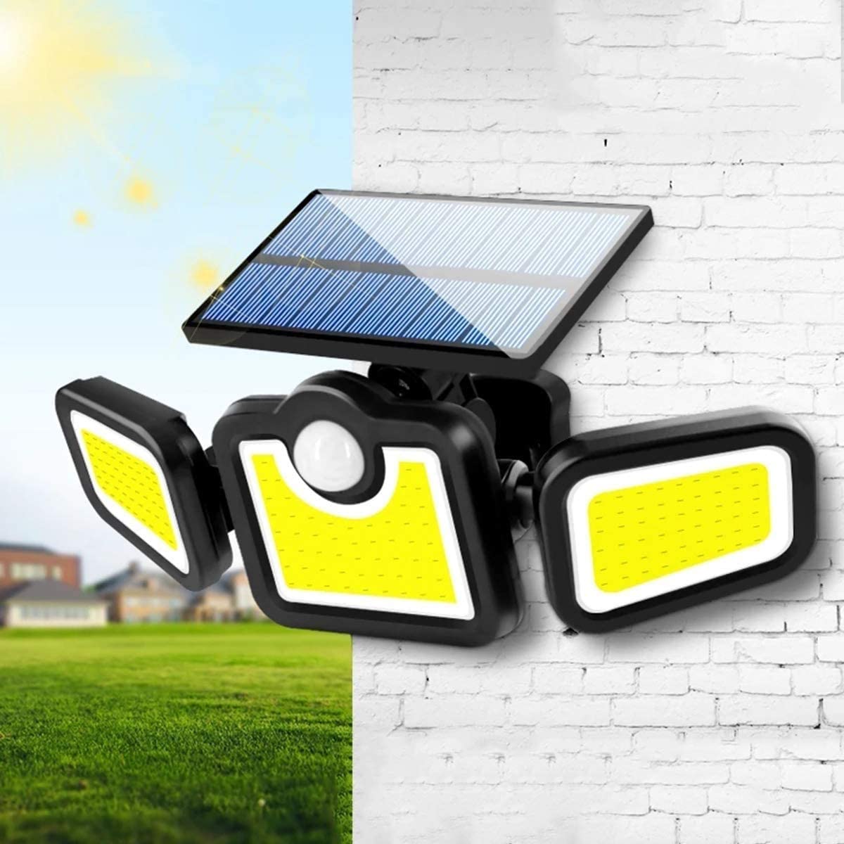 Solar Led Light Outdoor Waterproof Motion Sensor Solar Garden Lights 3 Heads Powerful Outdoor Lighting Solar Energy Wall Lamp