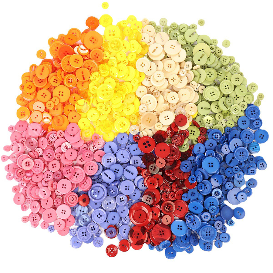 100 Uds. Botón redondo de plástico de Color 0,7-2,5 cm tamaños surtidos para manualidades DIY proyectos de costura accesorios de costura para el hogar