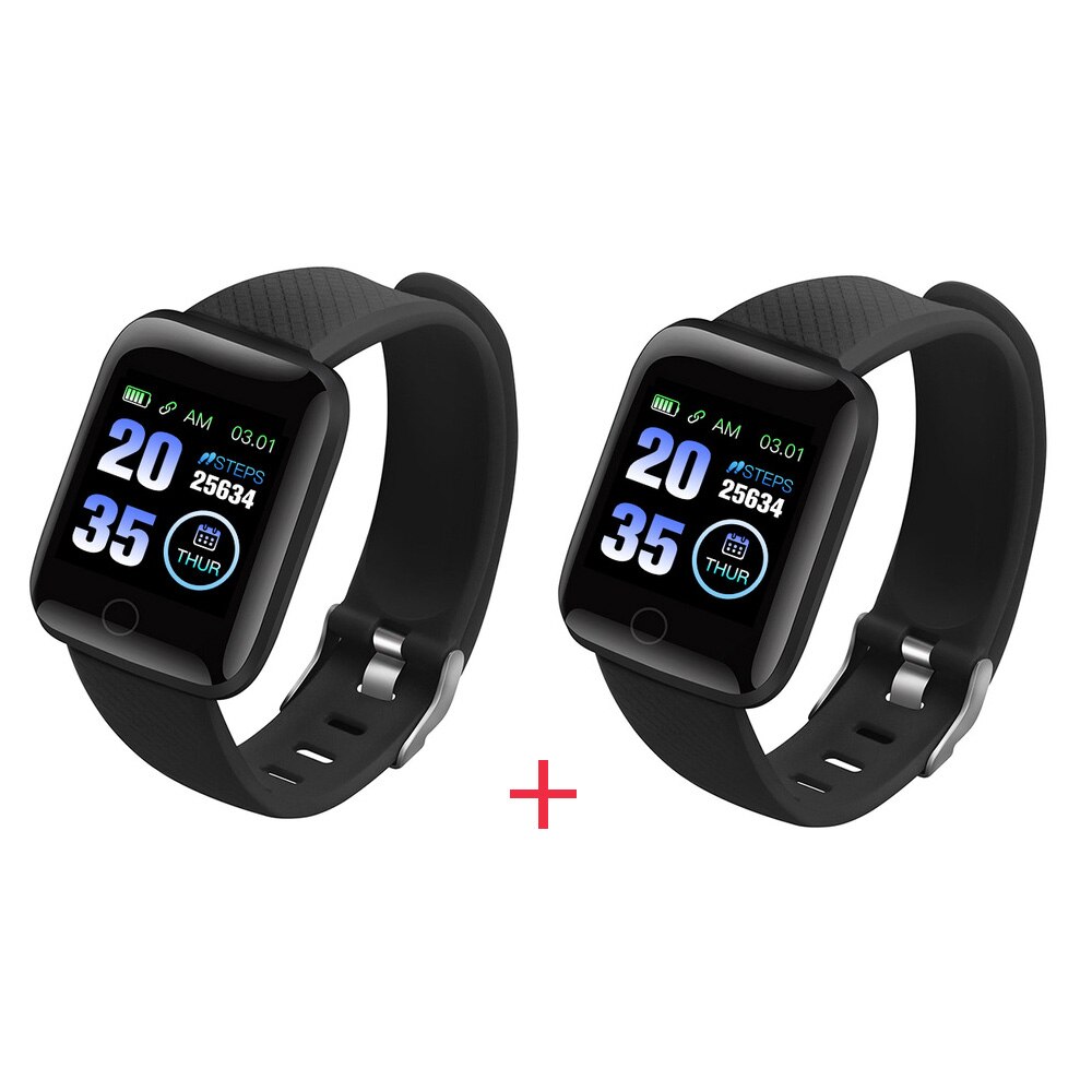 D13 Smartwatch Fitness Tracker Smartband Activity Wristband Bluetooth 116 Plus Bracelet Heart Rate Monitor Men Women: 2Black