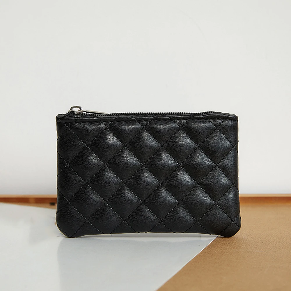 Karten Halfter Aufbewahrung tasche Münz tasche Schlüssel beutel ultraleichte einfarbige weiche Raute gestickte tragbare Brieftasche Monedero Cartera: Elfenbein