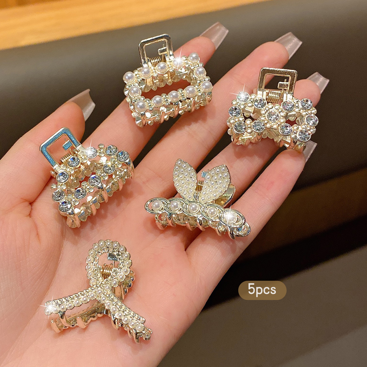 10 legering strass haarclips, modieuze kleine haaraccessoires: GRIJS