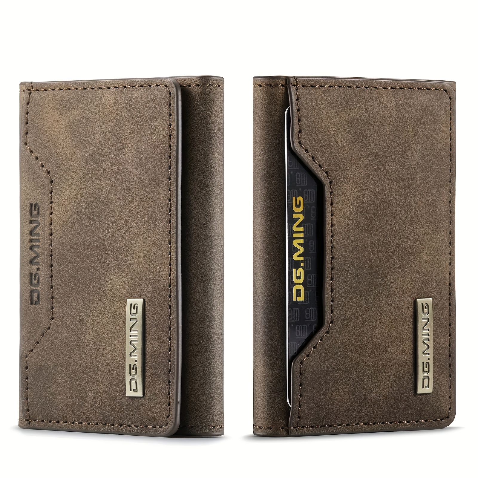 1pc Men's RFID Blocking Business Card Holder, Large Capacity Multiple Card Slots Wallet With Transparent Pocket, Three-fold: Coffee