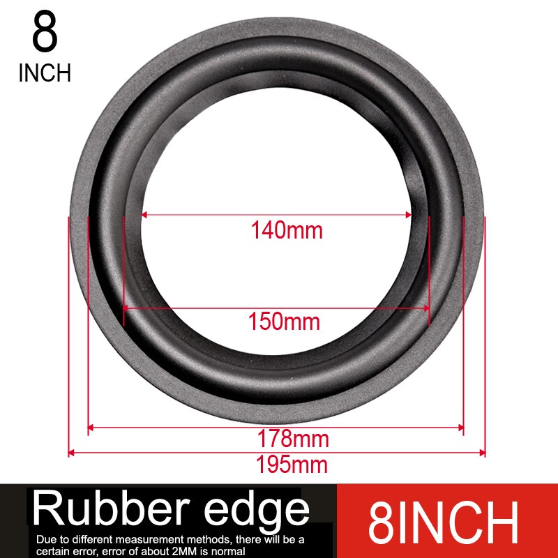 DIYLIVE-Anillo de goma de Accesorios de reparación de 4-12 ", woofer de anillo plegable, subwoofer (100 ~ 300mm) 4 5 6,5 7 8 10 12: 1 piece / 8inch Rubber edge