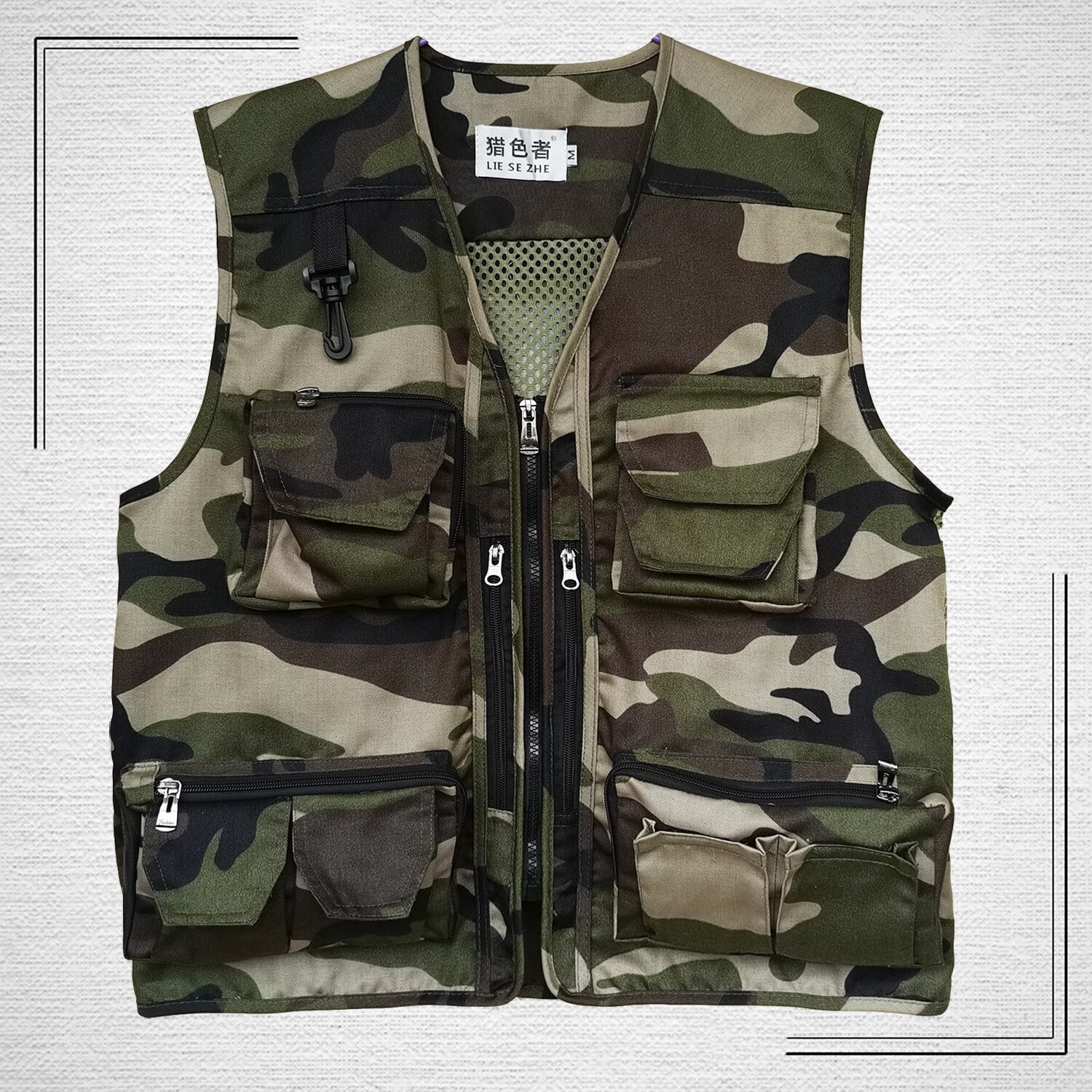 Gilet da pesca multi-tasca mimetico da uomo per fotografia all&#39;aperto gilet da pesca gilet multitasche