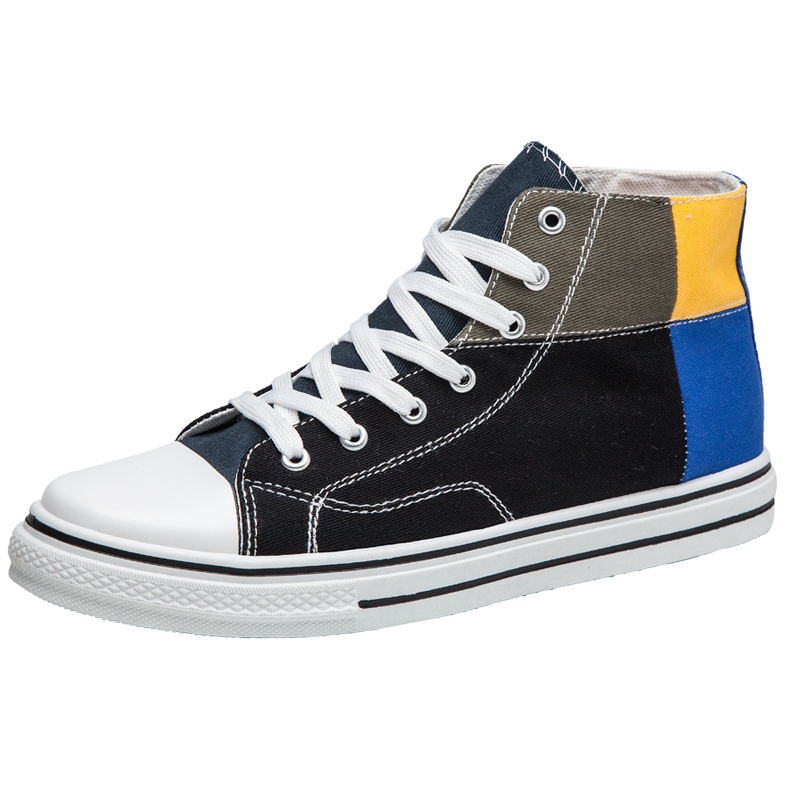 Luozheke high top sneakers herre lærred sko efterår vulkaniseret sko drenge sneakers klassiske unisex sneakers forår sko mand: Sort / 9.5