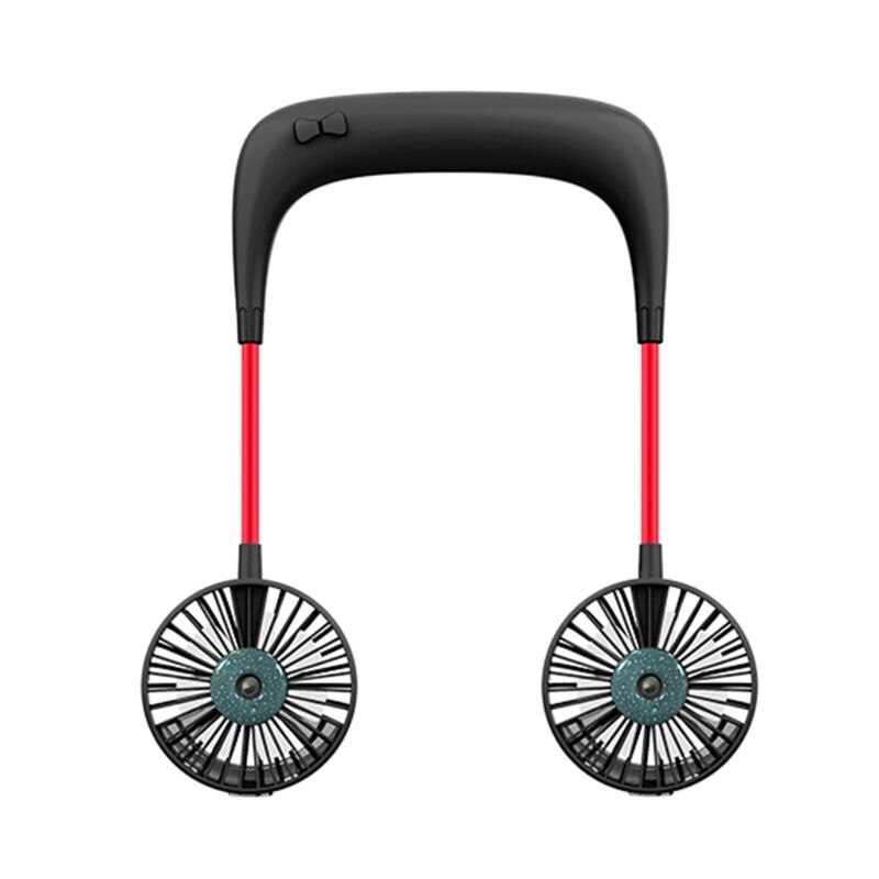Ventilador de cuello colgante perezoso de , vaporizador de aire portátil ajustable, carga USB, ventilador de pulverización de agua de refrigeración: Negro