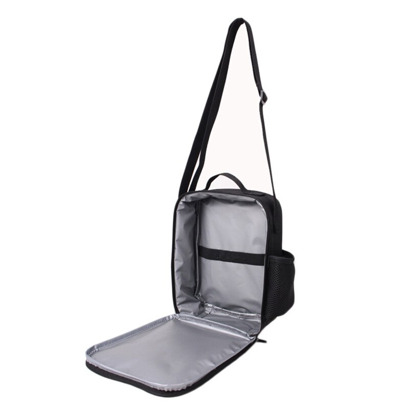 Bolso de mano con estampado de dibujos animados para hombre y mujer, bolsa de hombro cruzado, estilo Retro, para acampar, color negro, novedad