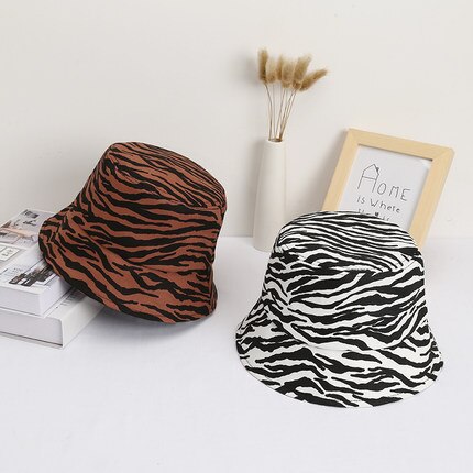 Zwart Wit Koe Zebra Patroon Emmer Hoeden Visser Caps Voor Vrouwen Zomer Luipaard Panama Emmer Hoed