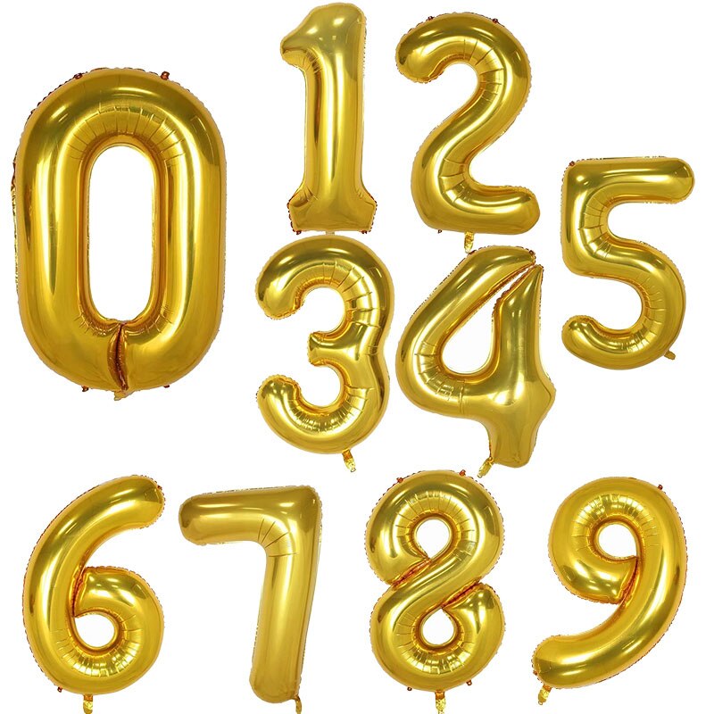 32 Inch Grote Folie Verjaardag Ballonnen Helium Nummer Ballonnen Happy Birthday Party Decoraties: gold