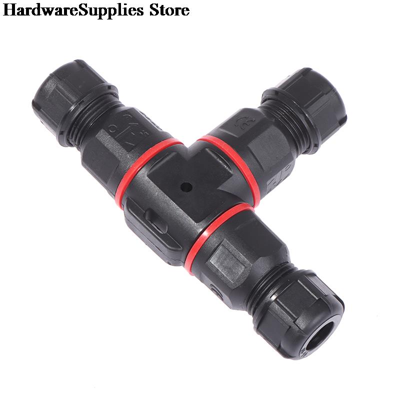 1pcs IP68 Waterproof connector T Shape 3 Pin 250V 24A Cable Wire Gland Sleeve Connect Outdoor 3-core Wire Waterproof Connector