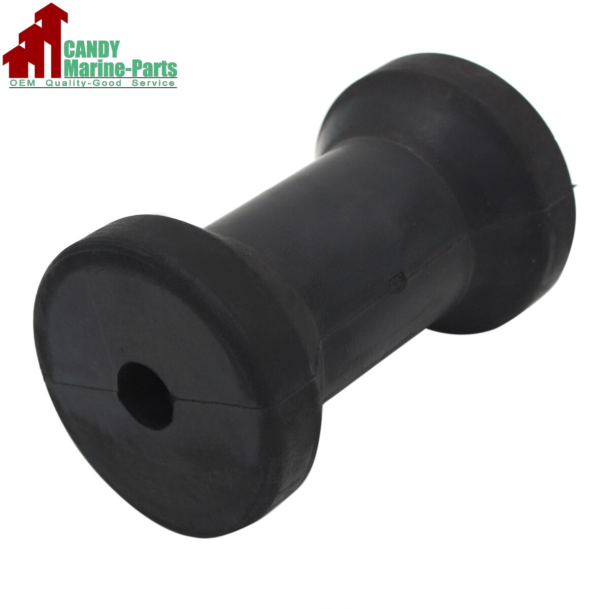 5 Inch Width Boat Trailer Black Molded Rubber Spool Roller - 5/8 Inch Hole