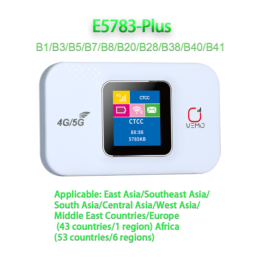 VEMO E5783-Plus 4G LTE wifi router wifi-6 300mbps 3000mAh battery LCD 4G LTE mifi router mobile wifi modem