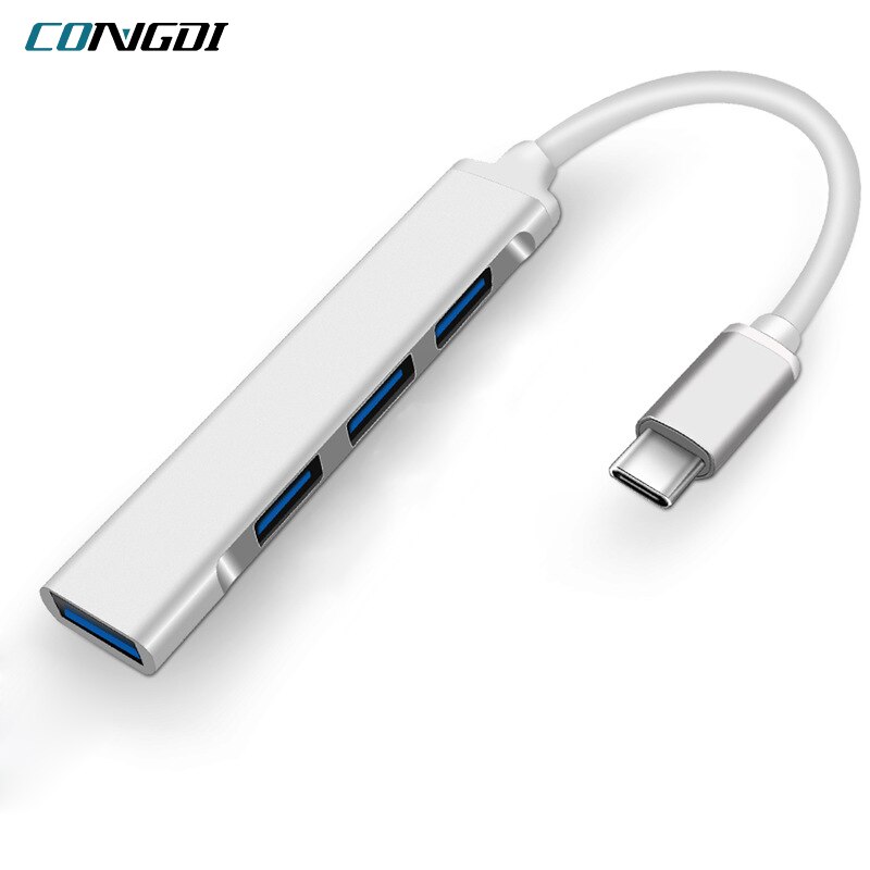 Hub USB 4 Ports USB 3.0 Type C Hub Multi Adaptateur Répartiteur Haute Vitesse jusqu'à 5 Gbit/S Pour PC Ordinateur Accessoires USB 3.0 2.0 Ports