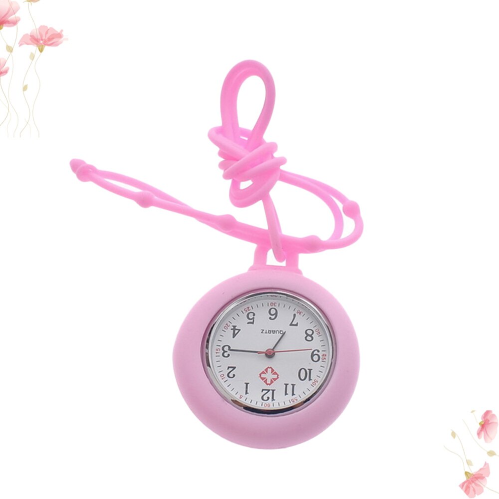 1pc enfermeira relógio redondo silicone enfermeira bolso pendurado relógio presente relógio (branco)