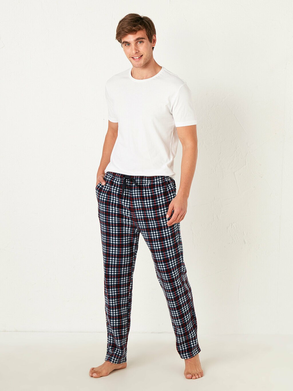 Pyjama Bodem Voor Mannen Geometrische Elastische Zachte Alle Seizoen Broek Thuis Pak Мужская Одежда Для Сна Katoen S M L Xl Pyjama