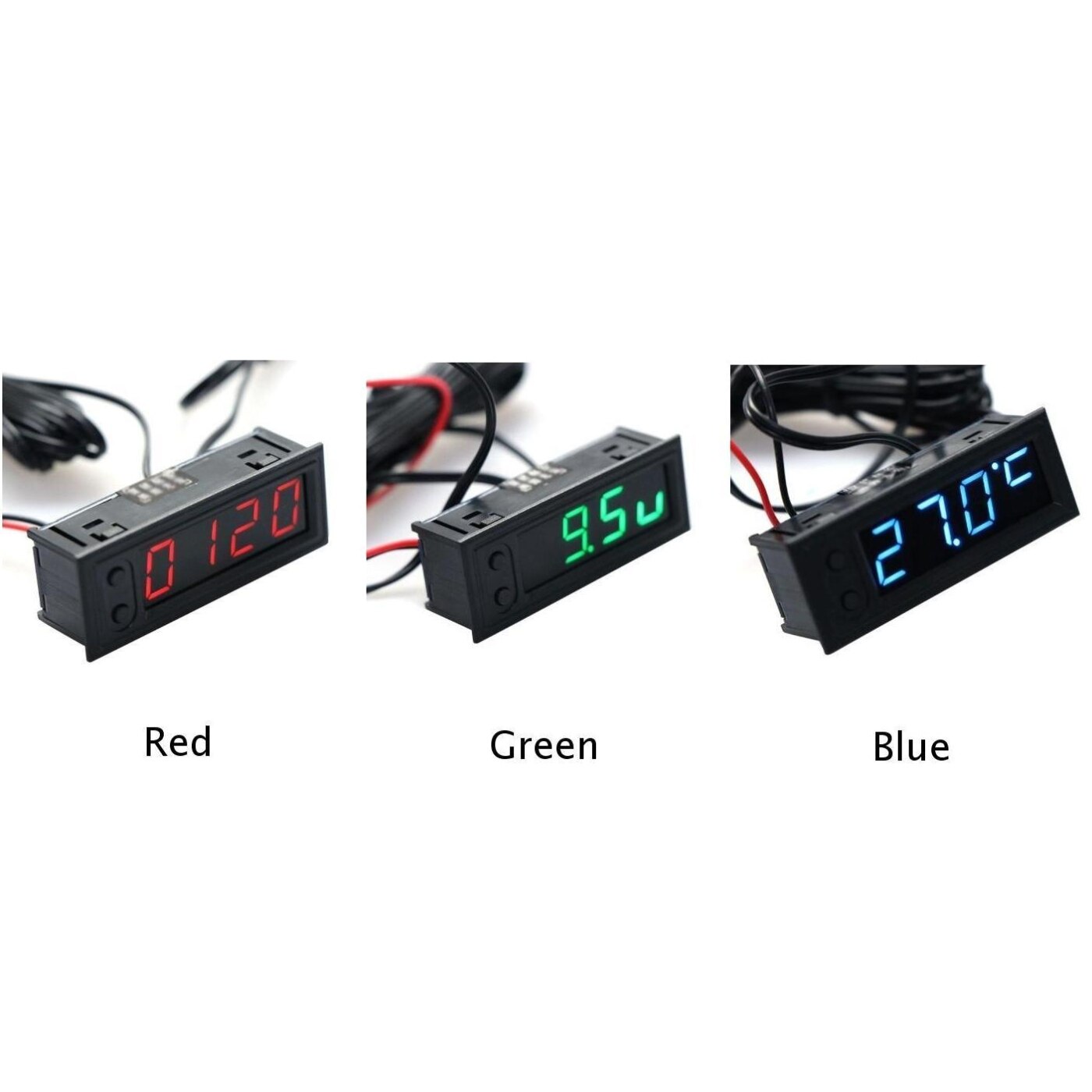 Digitale Auto LED Elektronische Uhr Zeit Spannung Temperatur Spannung Meter 12V