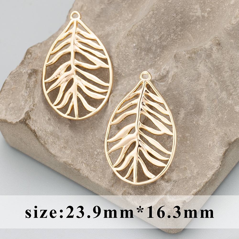 GUFEATHER MD66, sieraden accessoires, 18k goud rhodium plated, koper, bladvorm, sieraden maken, bedels, diy hangers, 6 stks/partij