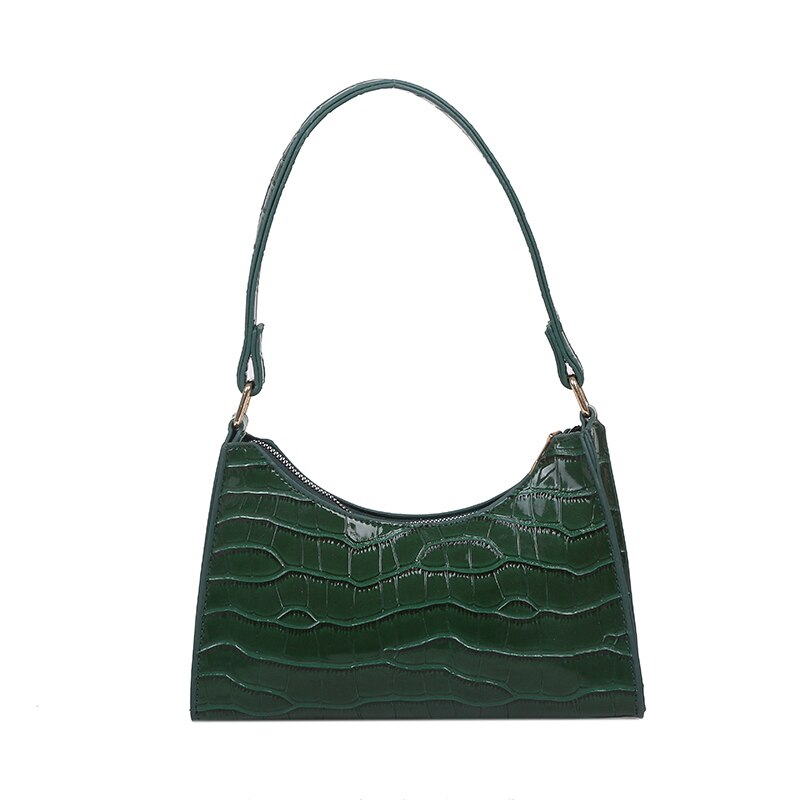 Padrão de crocodilo couro do plutônio do sexo feminino bolsa ombro moda senhoras axila saco do vintage bolsas bolsa baguette pequena embreagem: green