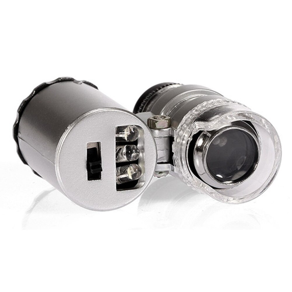 Draagbare Handheld 60x Pocket Microscoop Loep Juwelier Vergrootglas Met Led Light Gratis Rotatie Verstelbare Focus