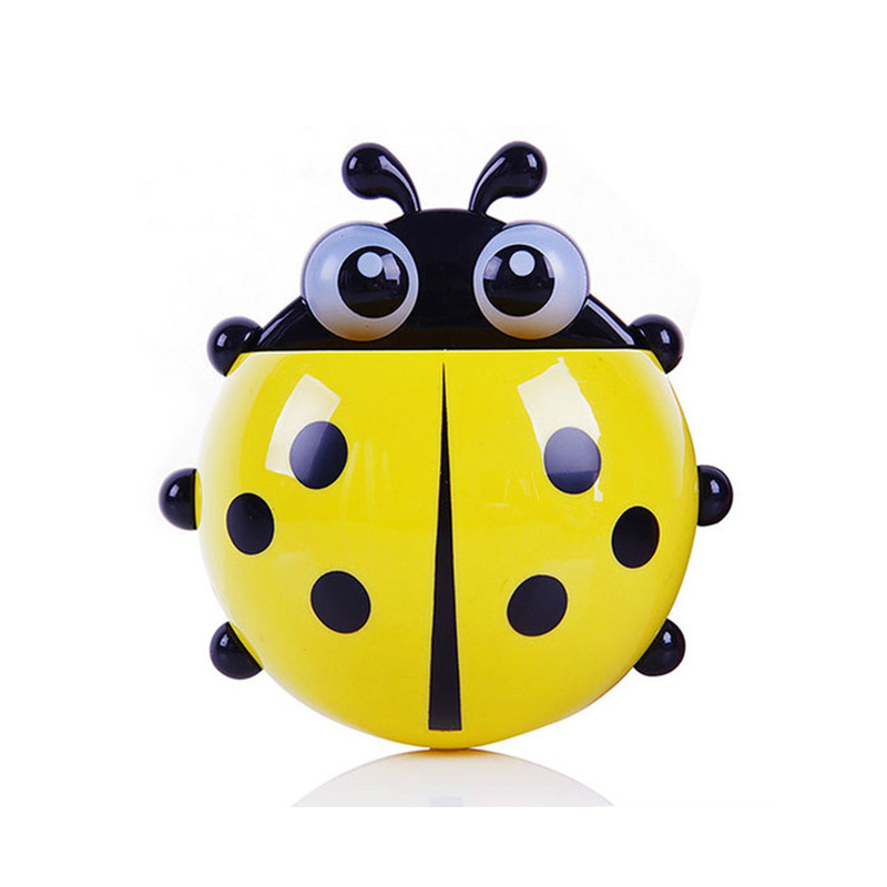 1PC Cute Ladybird Beetle Toothbrush Toothpaste Shelves Pencil/Pen Storage Holders Racks Children bathroom accessories для дома: Yellow