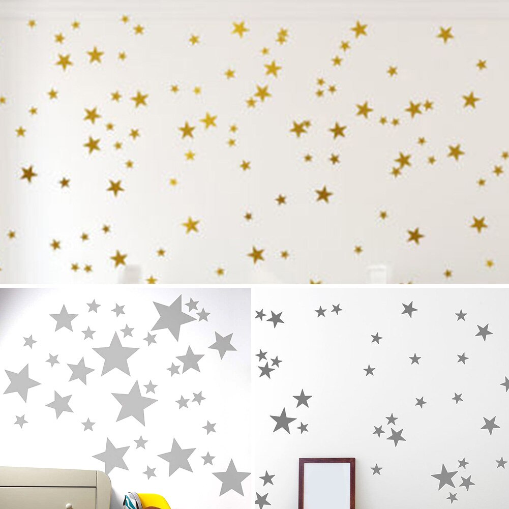55pcs/set Window Glass Art PVC Star Pattern Vinyl Wall Sticker Self Adhesive Easy Paste Baby Kid Nursery Various Size