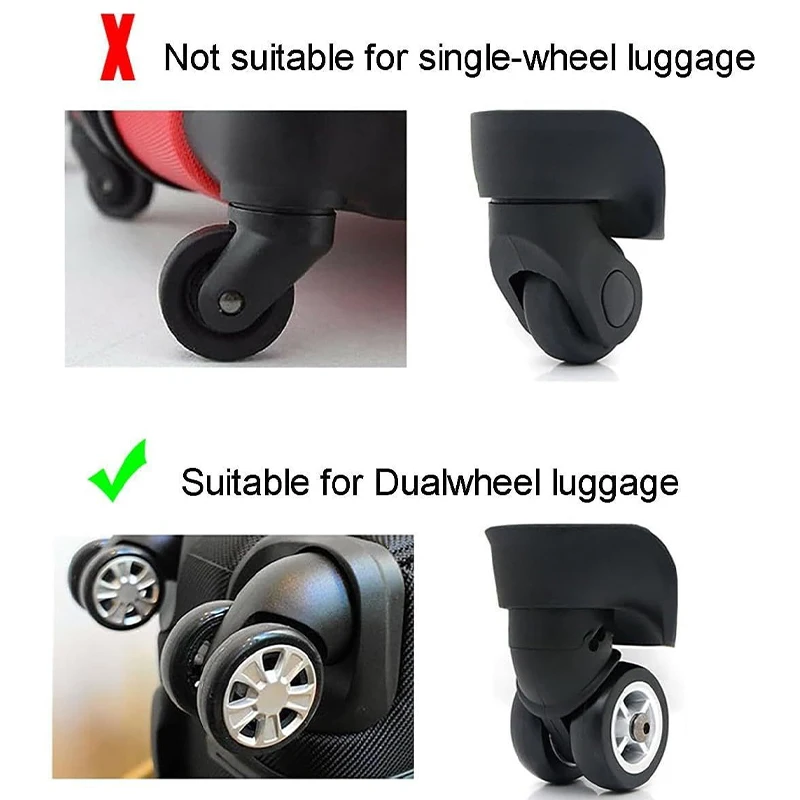 8 Stück Gepäckrollen-Gummiabdeckung, geräuschloses Trolley-Rad-Zubehör, Schutzhülle, geeignet für Doppelrad-Gepäck