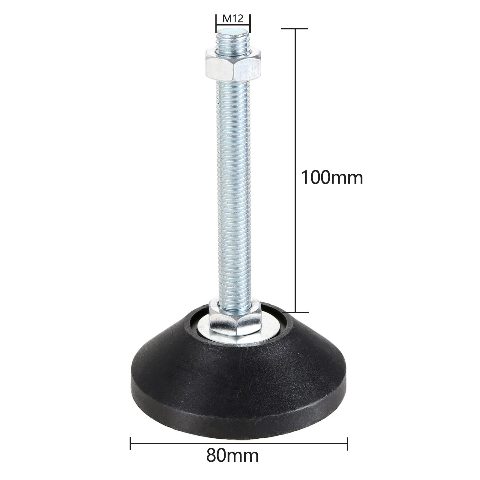 Adjustable Levelling Feet Swivel Base Furniture Glide Pad Adjusting Foot M8 M10 M12 M14 M16 Threaded Screw in Height 2/1 PC: 80XM12X100(DXMXH)1pc