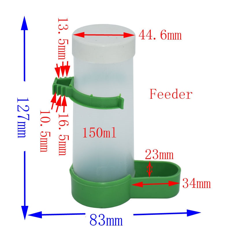 60 ml 90 ml 140 ml 150ml voljär undulat cockatiel fåglar matningsutrustning papegoja fågel drinker matare vattning plast med klämma 30 st