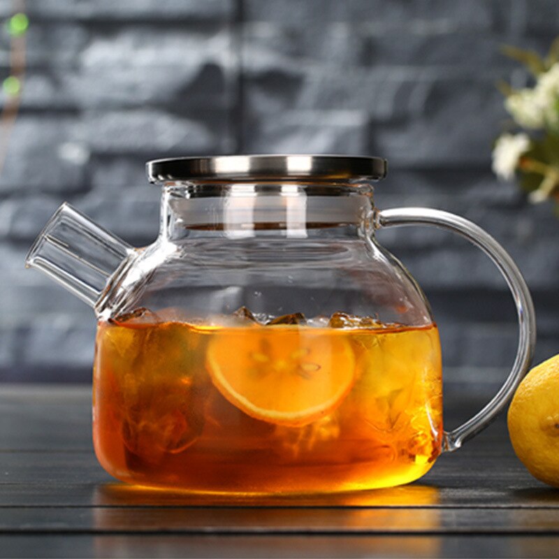 1L/1.8L Big Transparent Borosilicate Glass cup Teapot Heat-Resistant Large Clear Pot Flower Tea Set Puer Kettle Office Home Tool