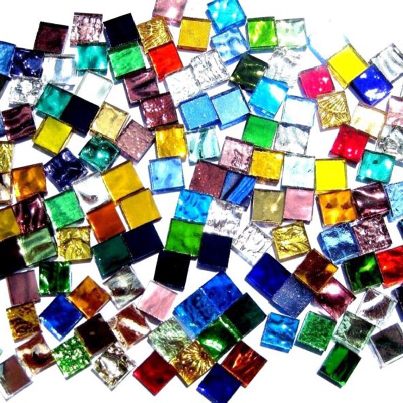 Mosaikfliser i blandet farve, der passer til diy håndværk boligindretning  (100g)
