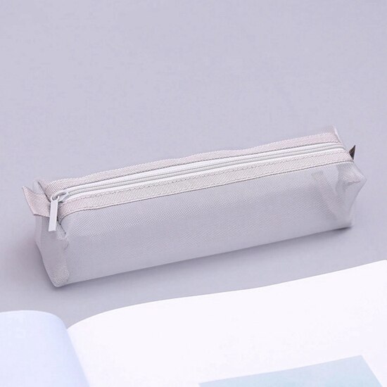 Czarny przezroczysty piórnik robić szkoły nylon piórnik siatka piórnik mały długopis szkolne artykuły papiernicze prezenty: biały