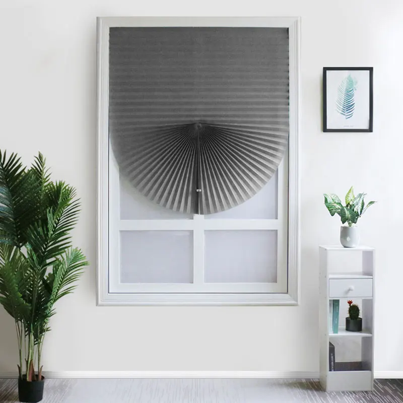 Rideau Pliant Auto-Adhésif Demi-Fenêtre Non Tissé, Stores Plissés, Salon, délégations, 1 Pièce: 24 "W x 48" L / Gris clair
